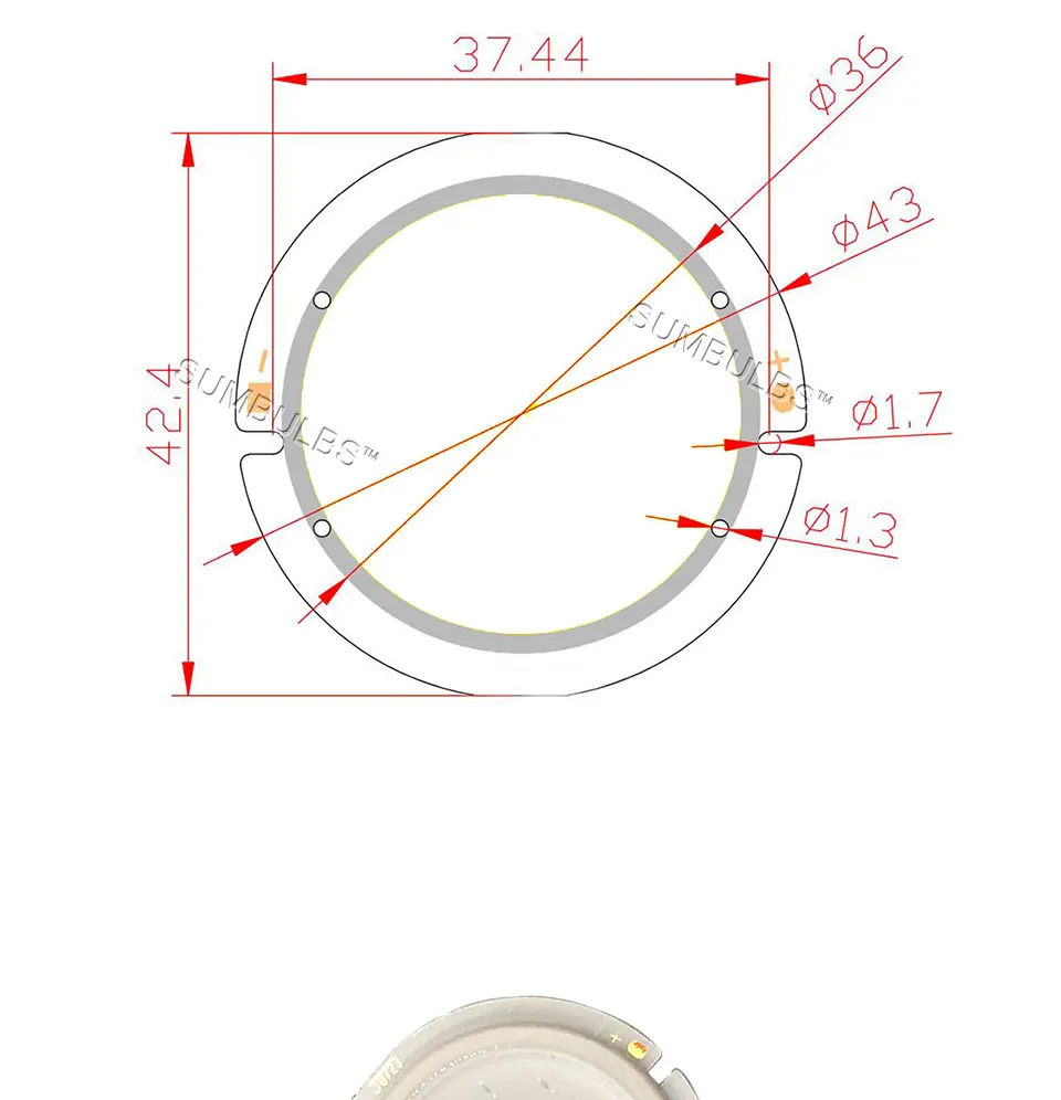 43mm round cob chip led bulb lamp light 5W 15V (1)