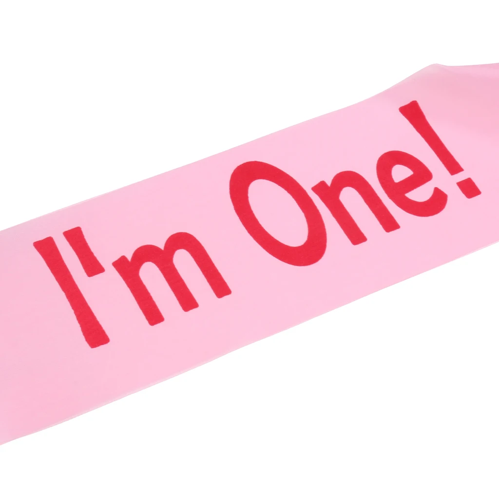 Cute I am One Satin Sash Baby Boy Girl First Birthday Decoration for Baby Shower Wedding Party Decoration Supply Gift Present