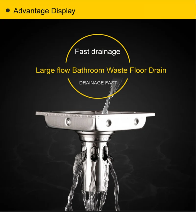 Плитка Вставка квадратный Пол Отходов решетки Ванная комната Душ слив трап античный Fltro Ducha слив волос Невидимый