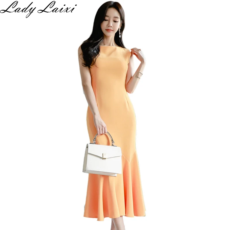 

2019 Summer Womens Elegant Vintage Wear To Work Office Business Casual Cocktail Party Fitted Bodycon Mermaid Dress