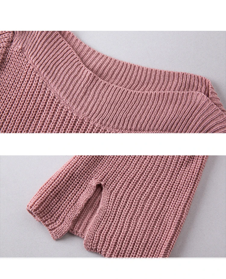 The new European and American large size women's burst section sweater collar solid color speaker sleeve bottoming shirt (17)