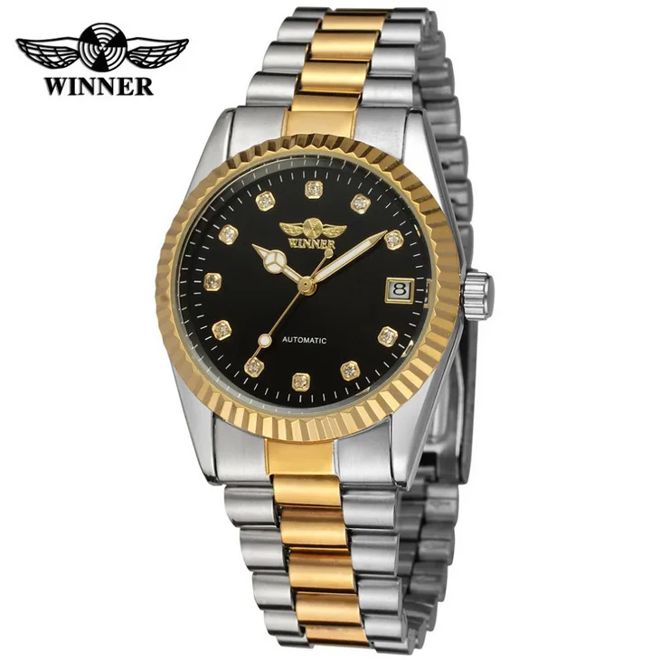 Лидер продаж, модные роскошные золотые мужские наручные часы от топ бренда WINNER, мужские деловые часы, автоматические механические часы, мужские стальные часы со скелетом