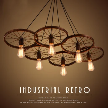 

loft Vintage Industrial pendant light Nordic Metal Wheel Lights Loft Dining Room Lighting for Chirstmas Wedding Decor