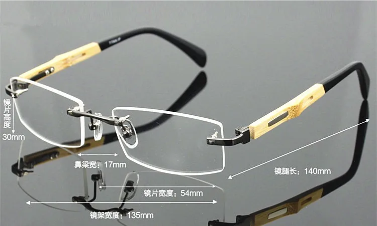 Для мужчин Стиль Bamboo Rimless Очки модные женские туфли очки легкие бамбуковые withpure Титан оптический Рамки для Для мужчин Для женщин