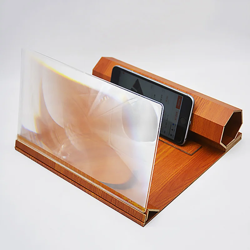 

12Inch Phone Video Amplifier Foldable Screen Enlarger Desk Holder Stereoscopic Amplifying Wood Bracket for Phone