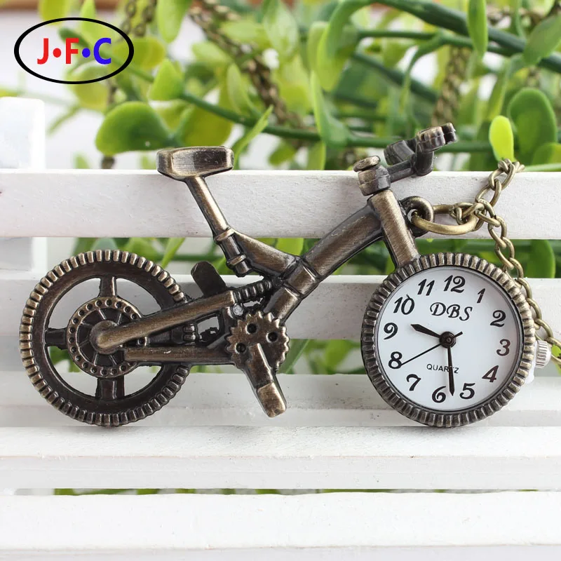 

Personality lovely childhood bicycle silver pocket watch Keychain watch list bronze YS052