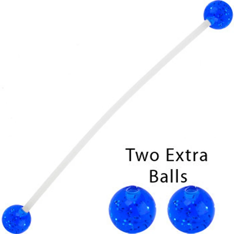 

10pcs/lot Pregnant Flexible Bioflex Belly ring Belly Button Ring PTFE Pregnant Belly Piercing With Blue GLITTER Acrylic Ball