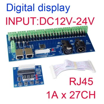 

2015 New Version 2015 new 1pcs hight power DC12V-24V DMX-27CH-RJ45-led dimmer 1A*27CH decoder led RGB controller