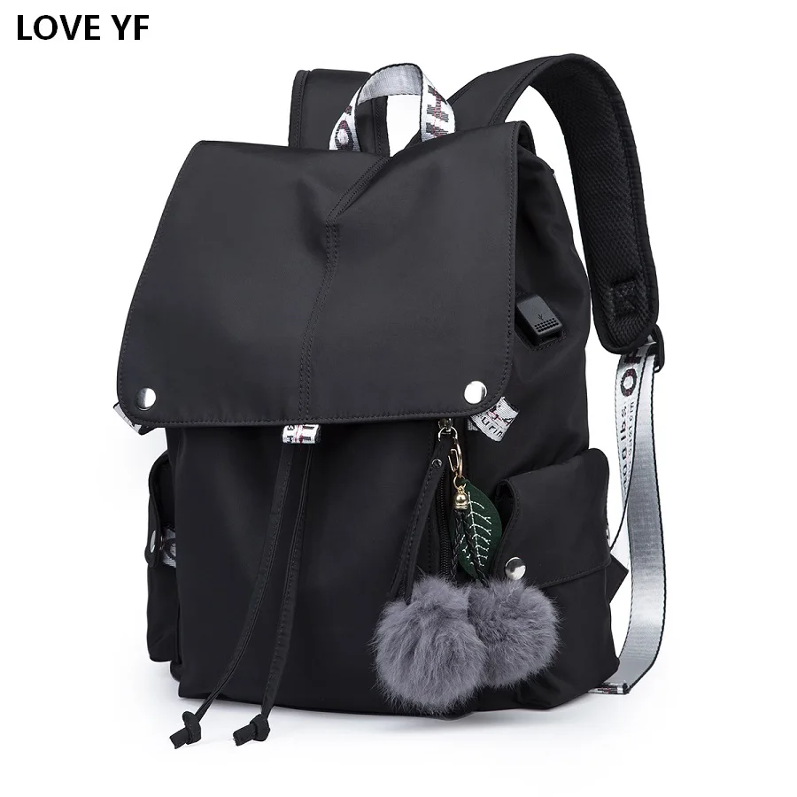 

Ladies Backpacks Bag Junior Girl Nylon Waterproof Black Femme Mochila Women's Backpack Fashion Sac A Dos