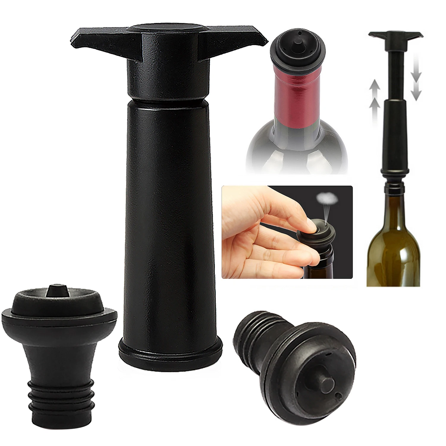 

Behogar Wine Bottle Saver Sealer Set with 1PCS Vacuum Preserver Pump + 2PCS Stoppers for Home Restaurants Hotels Bars Clubs Pub