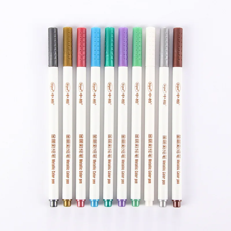 

10 Pcs/Set Metallic Color Pens DIY Marker Pens For School Stationery Suppliers