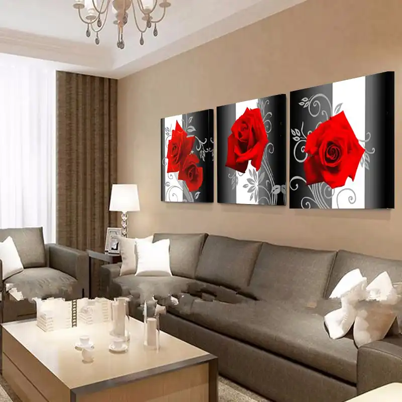 3 unidades canvs pinturas para sala Decoración para el hogar pared Red Rose  pared arte lienzo pintura para dormitorios cuadros decoracion HY20|canvas  painting|painting for living roomwall painting - AliExpress