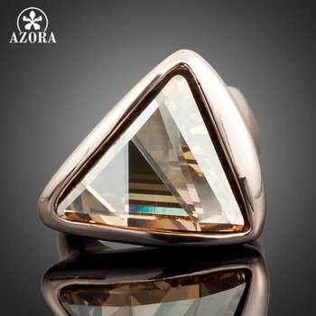 

AZORA Rose Gold Color Triangle Stellux Austrian Crystal Ring TR0015