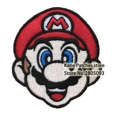 

Game Industry Super Star Mario Head Embroidered Iron on Patch, Italian Plumber Fabric Badge, Kids Game Cloth Accessories DIY