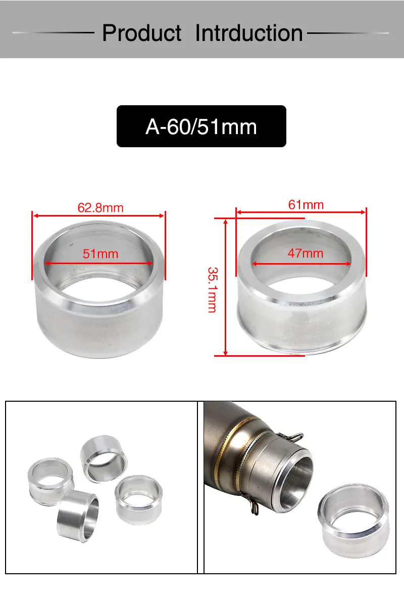 ZSDTRP аксессуары для мотоциклов 60-51 мм 51-38 мм Кроссовый выхлопной адаптер выхлопной трубы глушитель Разъем Нержавеющая сталь/алюминий