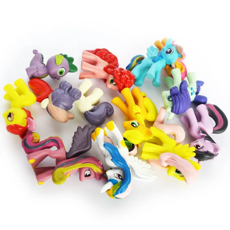 12pcs/set Unicorn Horses Cute Rainbow Dash Horse Princess Unicorn Toys For Children Horse Toy for Girls Doll Birthday Gift