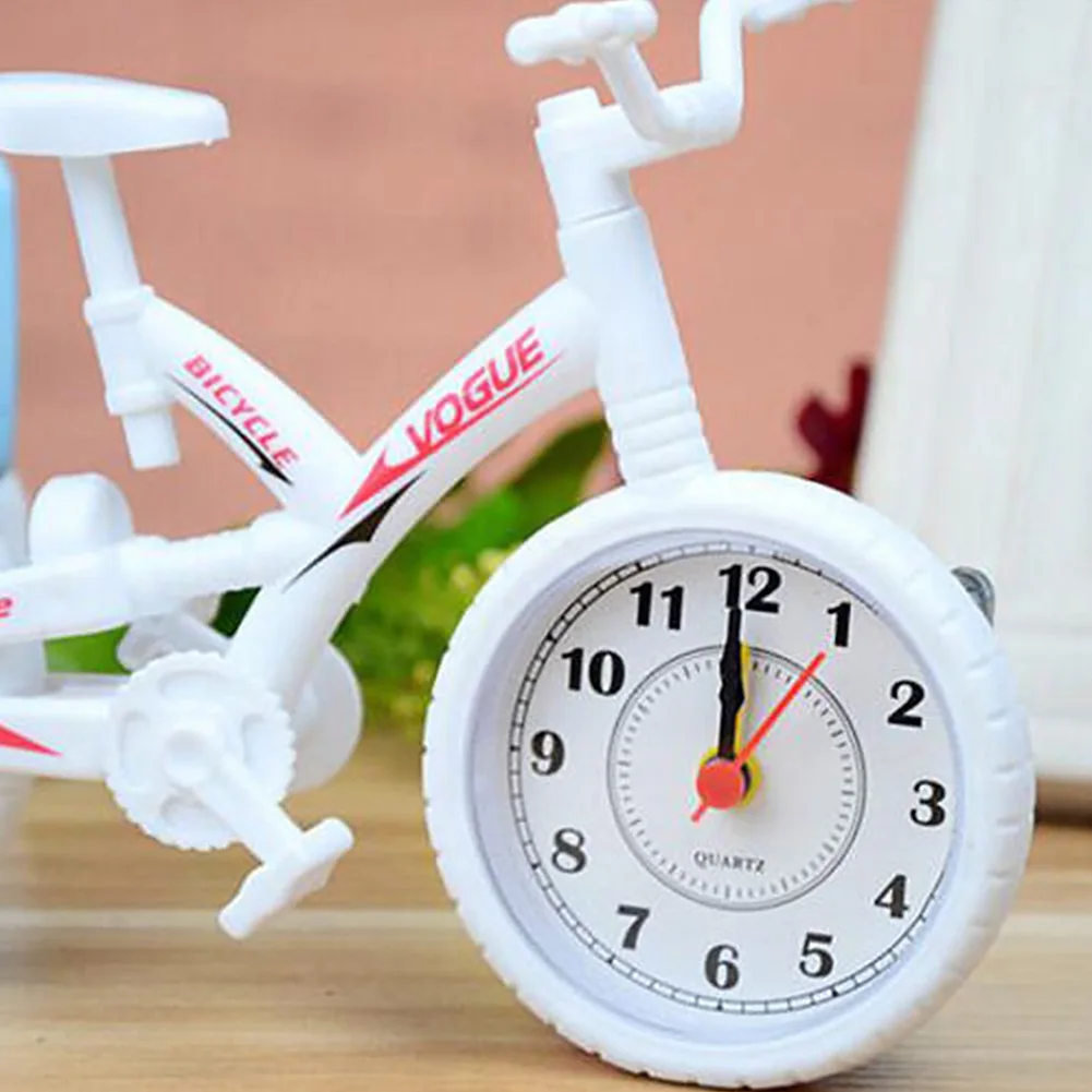 Настольные винтажные бесшумные часы на батарейках для дома, для детей, пластиковые настольные украшения, для офиса, для детей, для спальни, подарки, будильник в форме велосипеда