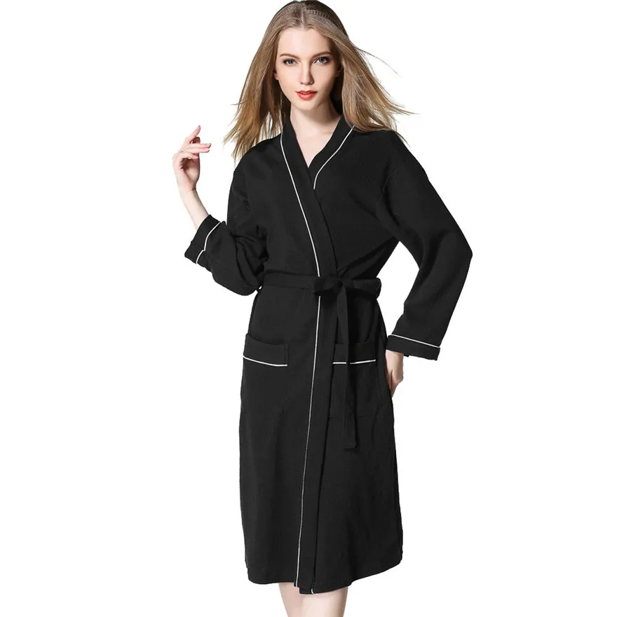Winter Cotton Bathrobe wear Women regular solid long Sleeve Robe Tops