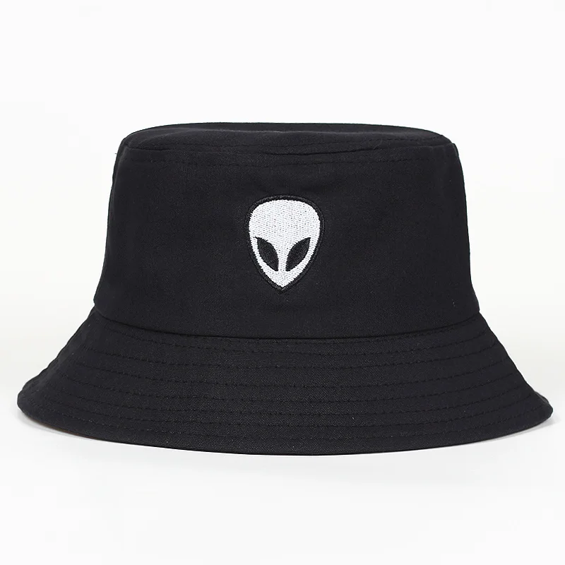 Черные, белые, однотонные, Alien, Панама унисекс, Bob cap s, хип-хоп Gorros, мужские, wo, мужские, летние Панама, Пляжная, Панама для рыбалки, шляпы - Цвет: Черный