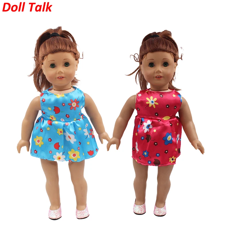 

Doll Talk 18 Inch American Doll Clothes Blue Small Floral Dolls Toy Dress Sky blue Baby Girl Clothes For dolls Gift