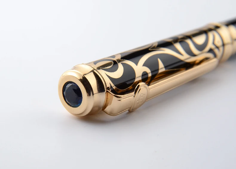 Duke Сапфировая перьевая ручка золотого цвета Классическая благородная Роскошная Подарочная каллиграфическая Ручка