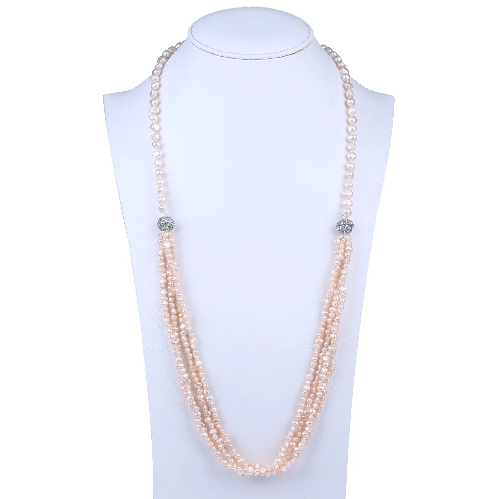 Pink Freshwater Pearl Beaded Long Or Chocker Necklace For New Year ...