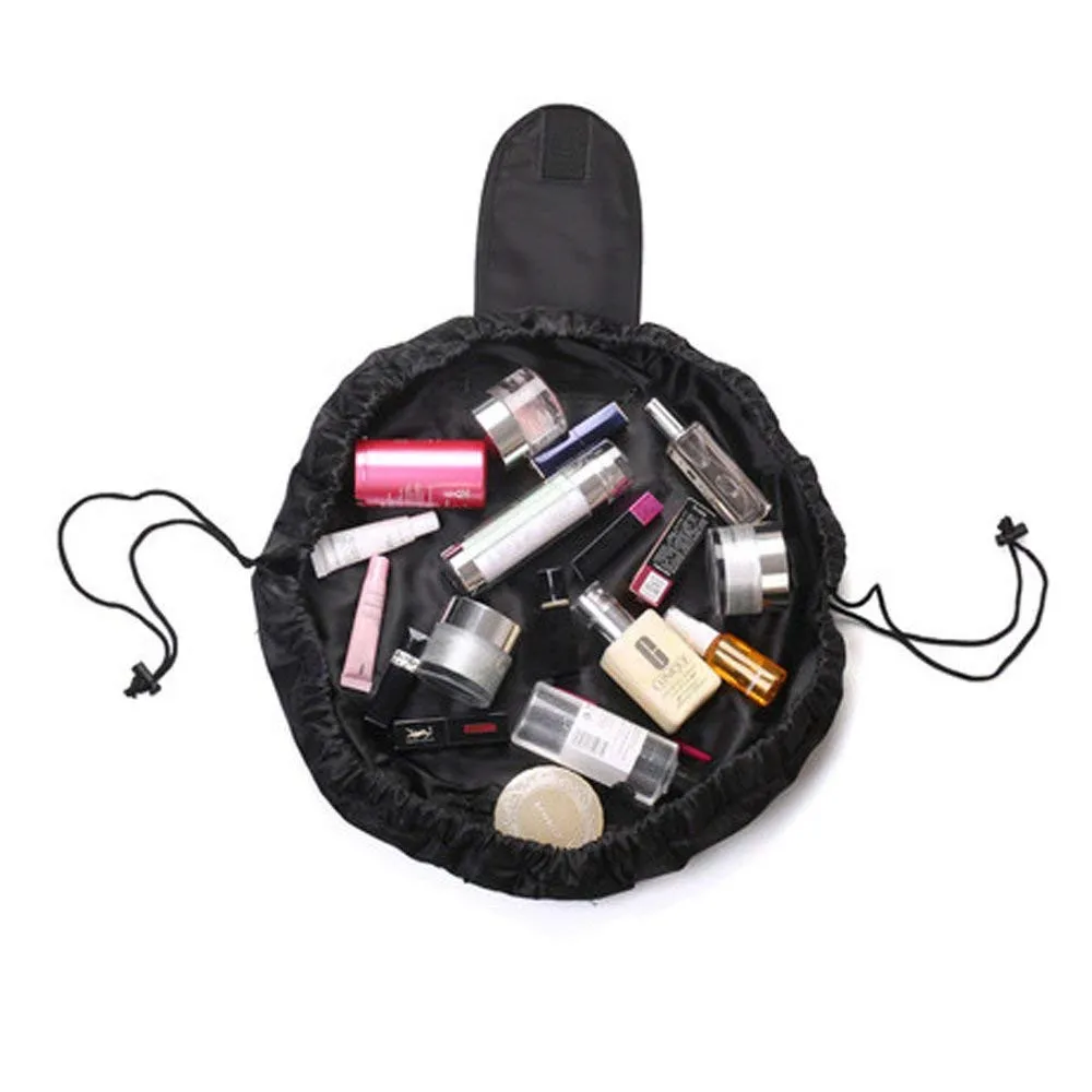 Large Capacity Lazy Makeup Toiletry Bag Drawstring Portable Travel Casual Waterproof Quick Pack Magic Makeup Storage Bag Perfect for Women Girls (Black)06
