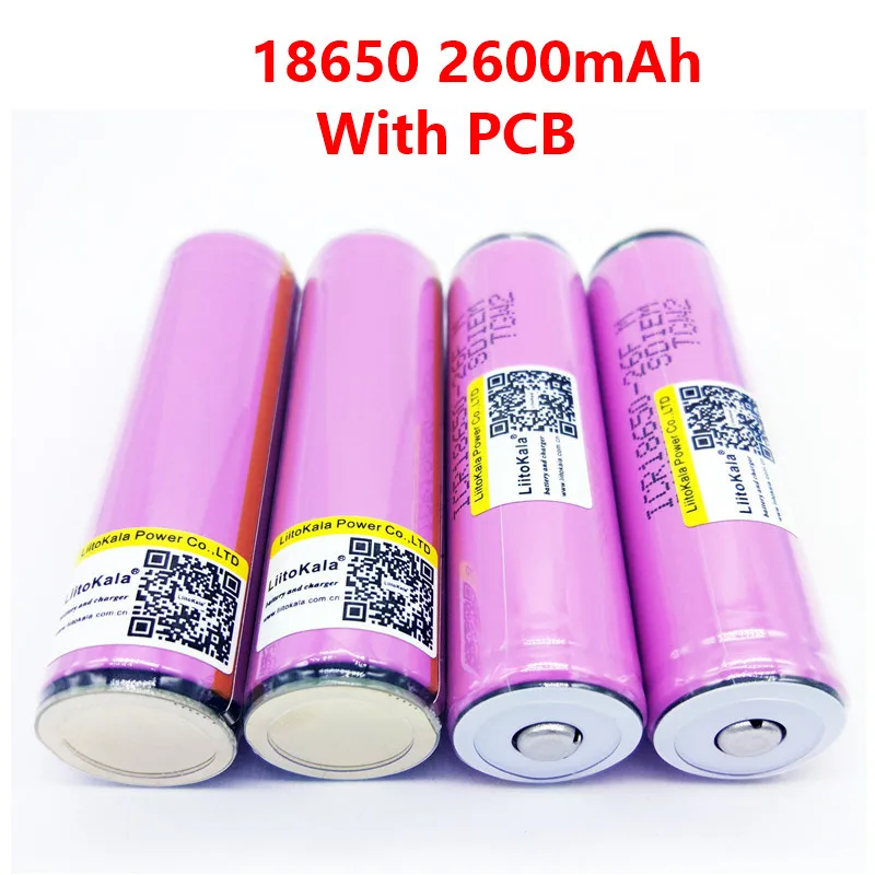 

4PCS LiitoKala for 18650 2600mah battery icr18650-26fm original 3.7V rechargeable battery for flashlight with PCB