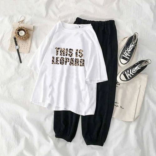 

Tracksuit Letter Cartoon Leopard Print Women Set Outfit Fashion Sexy Two Pieces Suits Casual Overalls Jumpsuits Workout Clothing