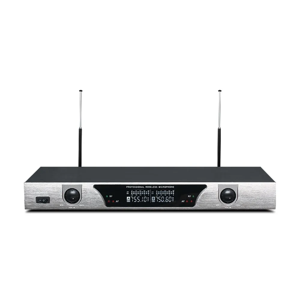 MV8500 2 يده ميكروفون UHF ترددات الديناميكي كبسولة 2 قنوات لاسلكية ميكروفون ل نظام الكاريوكي
