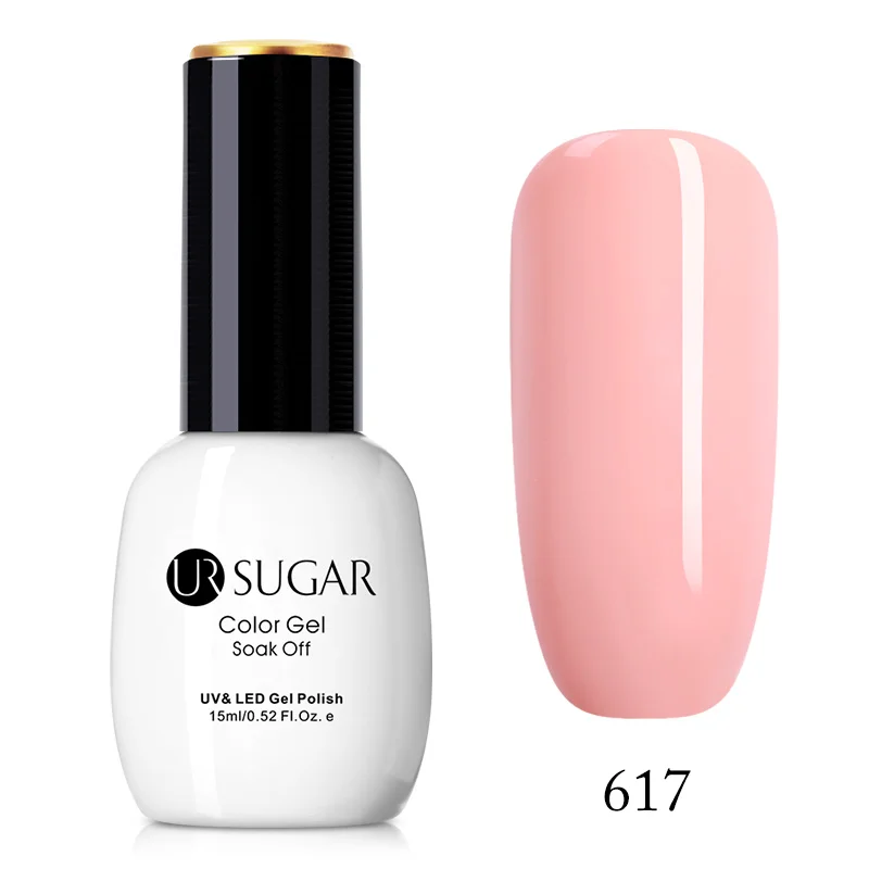 Ur Sugar 15 мл чистый цветной гель для ногтей лак розовый био-Гели Soak off УФ-гель для дизайна ногтей Лаки Полупостоянный лак гель маникюрный лак - Цвет: 617