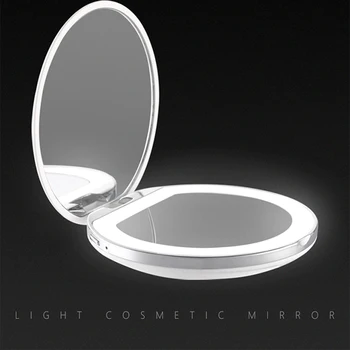 

Foldable Pocket Makeup Mirror with LED Light USB Charging Vanity Light Multi-function Portable Table Lamps 75*75*20mm