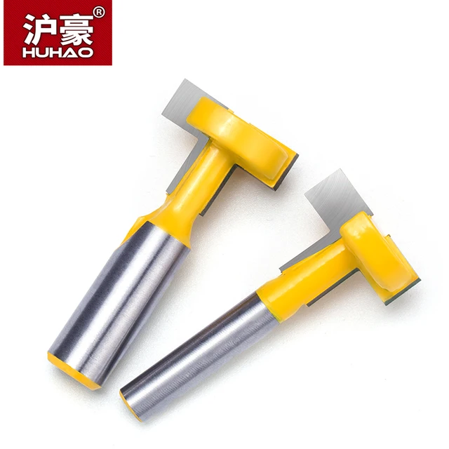 HUHAO 1pc 8mm 1/2″ Shank Woodworking Router Bit T-type Woodworking Slotting  Milling Cutter Tenon Splicing Cutter