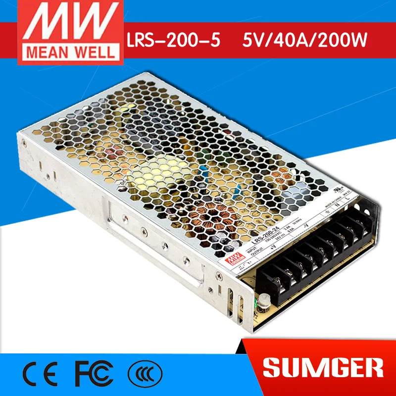 

[Freeshiping 6Pcs] MEAN WELL original LRS-200-5 5V 40A meanwell LRS-200 5V 200W Single Output Switching Power Supply