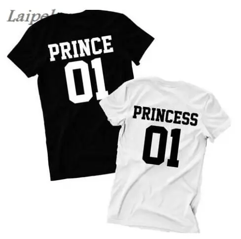 2018 Couple Prince 01 T Shirt Princess 01 Letter Print T-Shirt Women Men Hipster Fashion Tshirt Casual Couple T Shirt For Lover