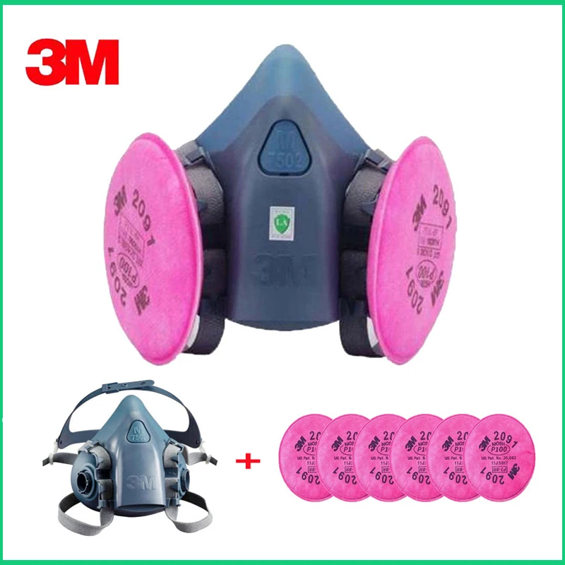 

3M 7502 2091 P100 Industry Work Mask 7 In 1 Suit Paint Dust Mask Respirator Spray Dust Respirator Fliters
