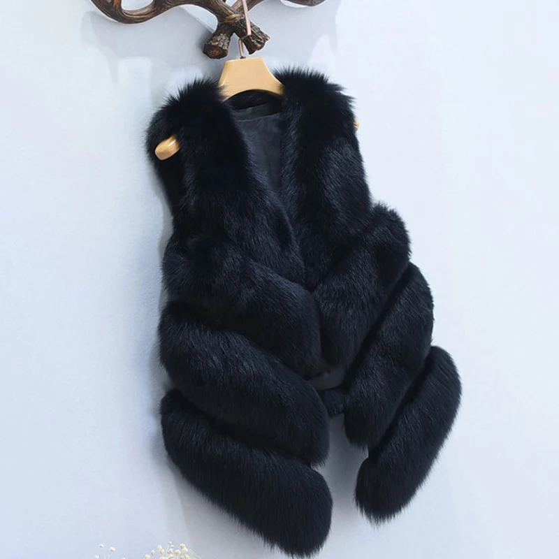 Faux Fur Coat Women 2018 Winter Fur Vest Sleeveless V-neck Warm Furs Jacket Women Coat Outwear Plus Size 3XL Warm Slim Overcoat