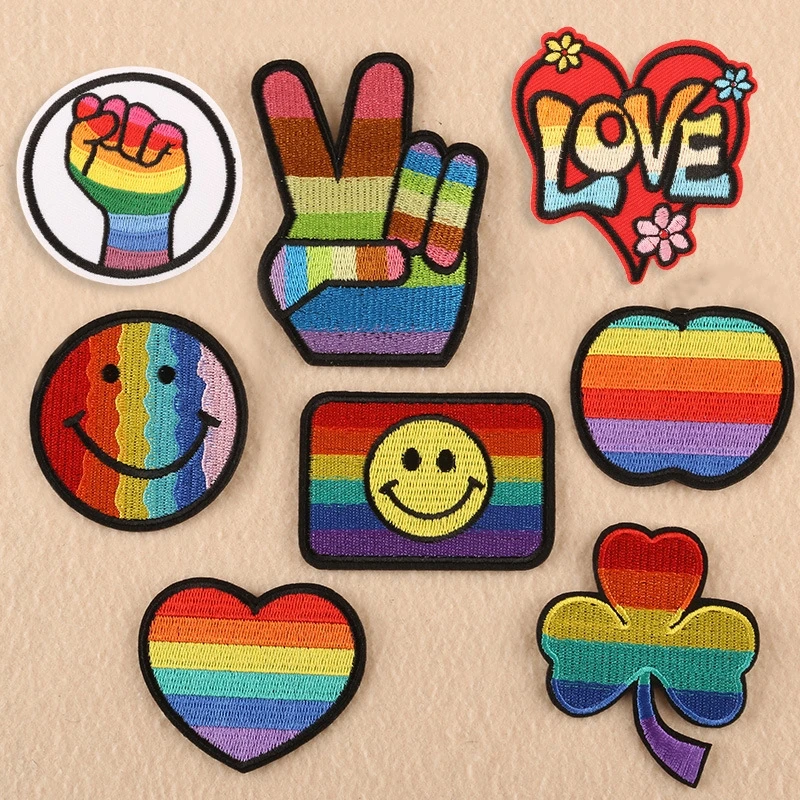 

1PC Rainbow Iron on Patches Lgbt Flag Gay Pride Love Is Equal Embroidered Patch DIY Appliques Decor Sticker for Clothing
