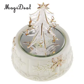 

Collectibles Christmas Tree Wind Up Rotating Music Box Spun Glass Kids Birthday Gift