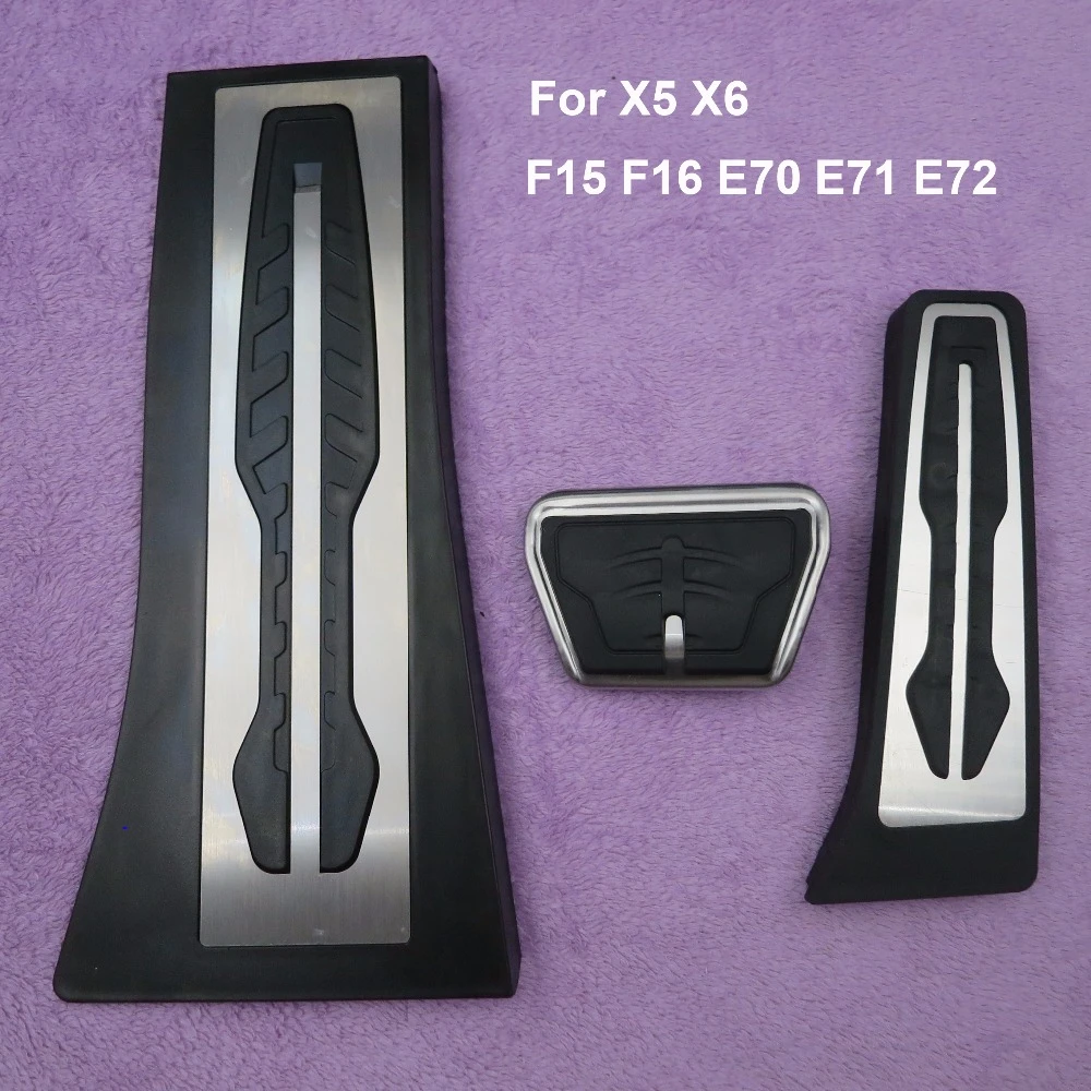 for BMW X5 X6 E70 E71 E72 F15 Stainless Steel Gas Fuel Brake Pedals Plate at footrest Foot Rest Pedal Cover pad Udele-Store