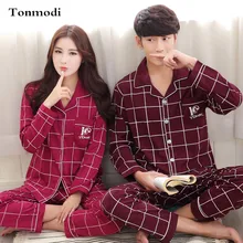 Пары пижамы Для женщин Осень с длинными рукавами Хлопковая пижама комплект Для мужчин любителей пижамы гостиной пижамный комплект большие размеры 3XL