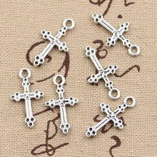 50 шт. Подвески христианский крест 15x7 мм Античные с серебристым покрытием Подвески Ювелирных изделий DIY тибетское серебро ручной работы ювелирные изделия