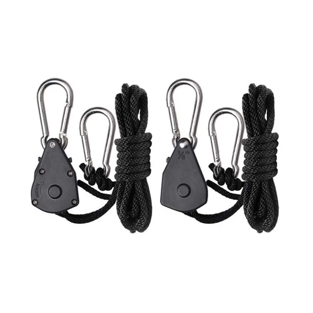 

CrxSunny Adjustable 1 Pair 2 PCS 1/8 Inch Nylon Rope Ratchet Yoyo Hangers for Grow Tent Room Fan Carbon Filter Led Grow Light