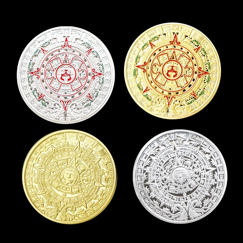 4 шт/лот Латинская Америка календарь майя ацтеков Золотая монета серебро сувенир металлические ремесленные монеты