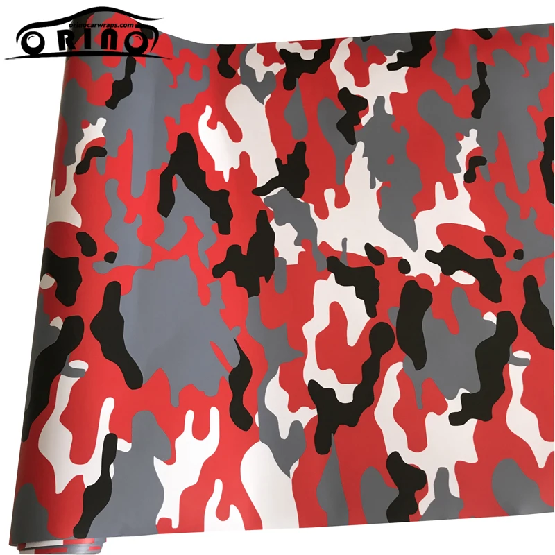 Black Red White Camo Vinyl Film