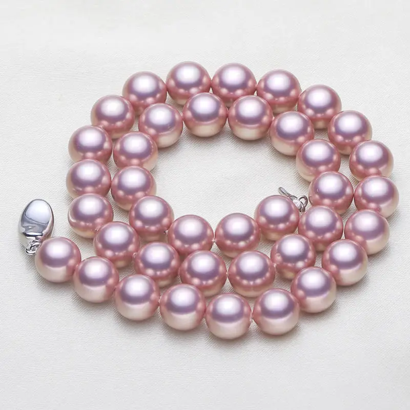 

AAA 9-10m Australian south seas pink pearl necklace 18inch silver clasp
