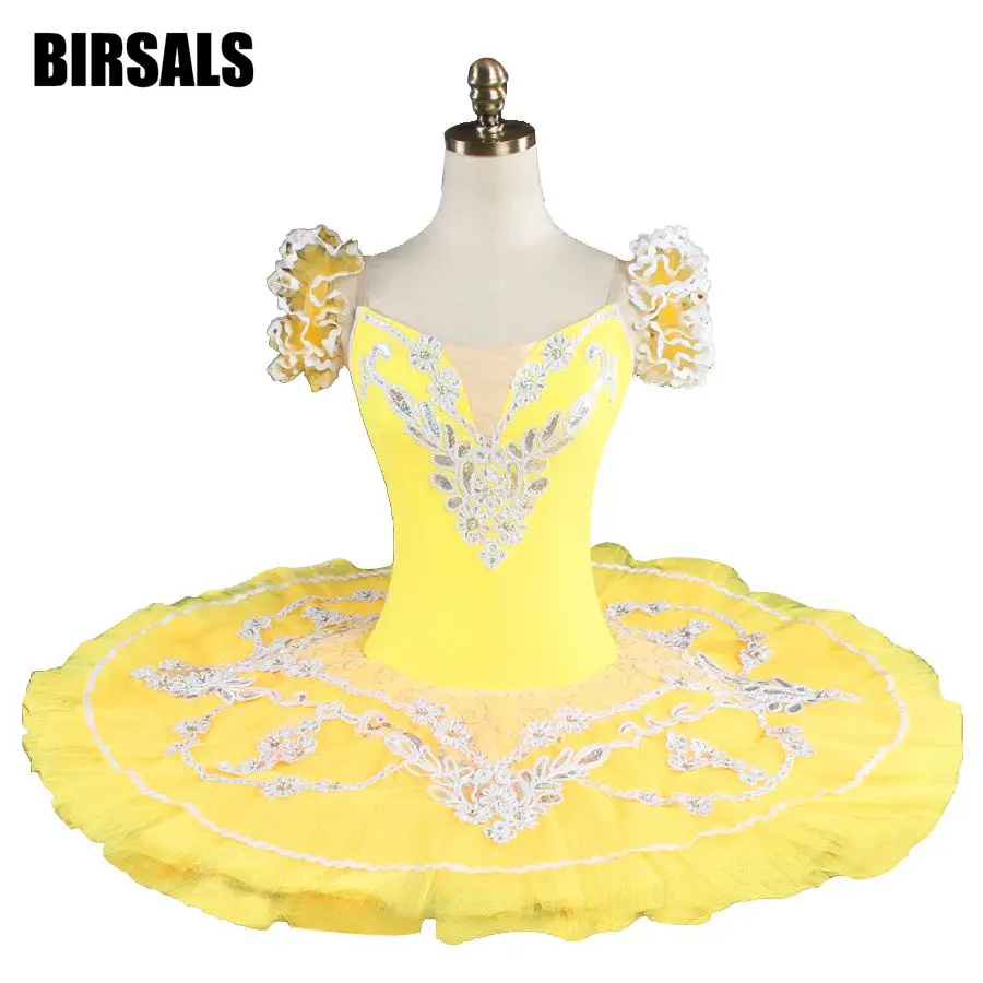 Adult Professional yellow Ballet Tutu Classical Ballet Tutu Yellow Silver Ballerina Stage Performance Costume 8931b