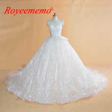 Новое Роскошное дизайнерское Королевское кружевное свадебное платье с бисероплетением, блестящее свадебное платье, фабричное свадебное платье