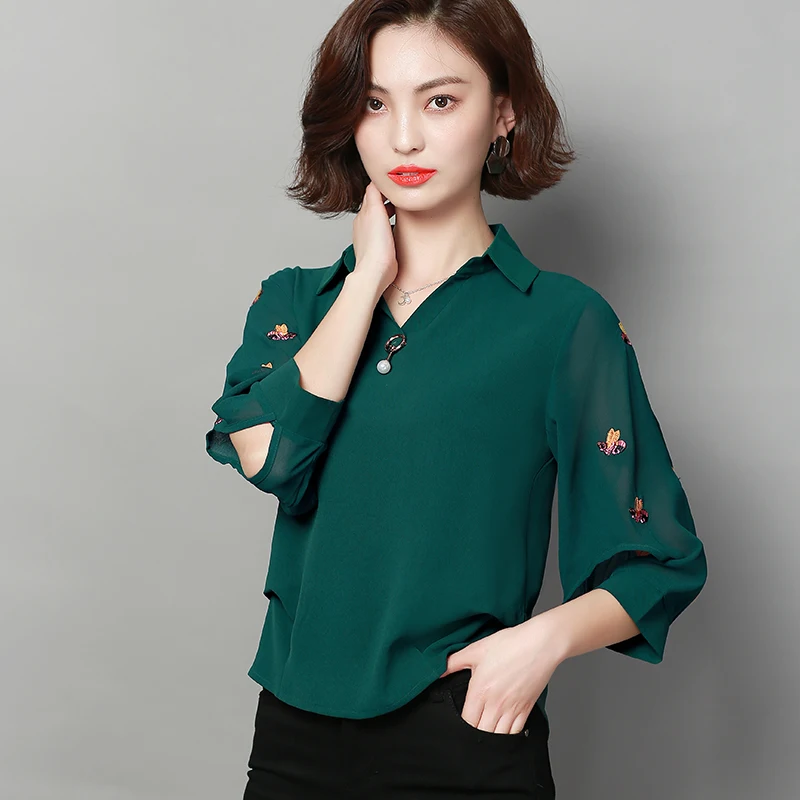 

Korean Fashion Chiffon Women Blouses Solid Pink Women Shirts Plus Size XXXL/4XL Womens Tops and Blusas Femininas Elegante