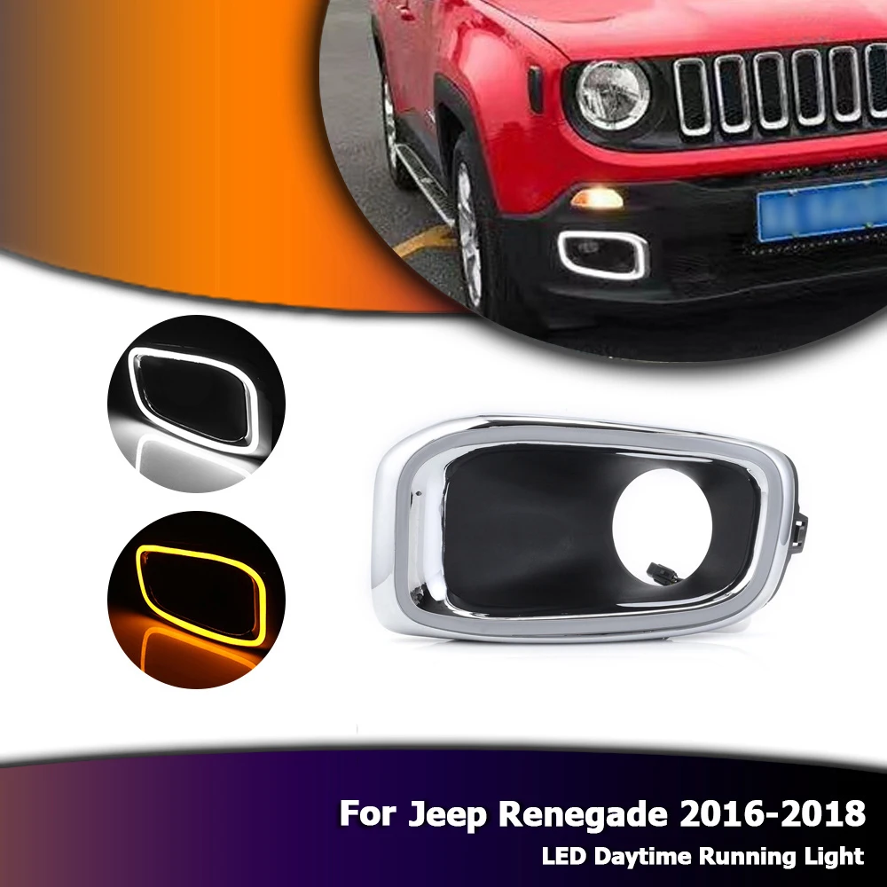 

New Auto Car Daytime Running Light Exact Fit Switchback LED DRL Lights with Yellow Turn Signals For Jeep Renegade 2016-2018 D35